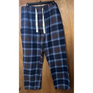 Columbia Mens Large Plaid Fleece Pajama Sleep Pant Lounge Bottoms Plaid Blue/Red